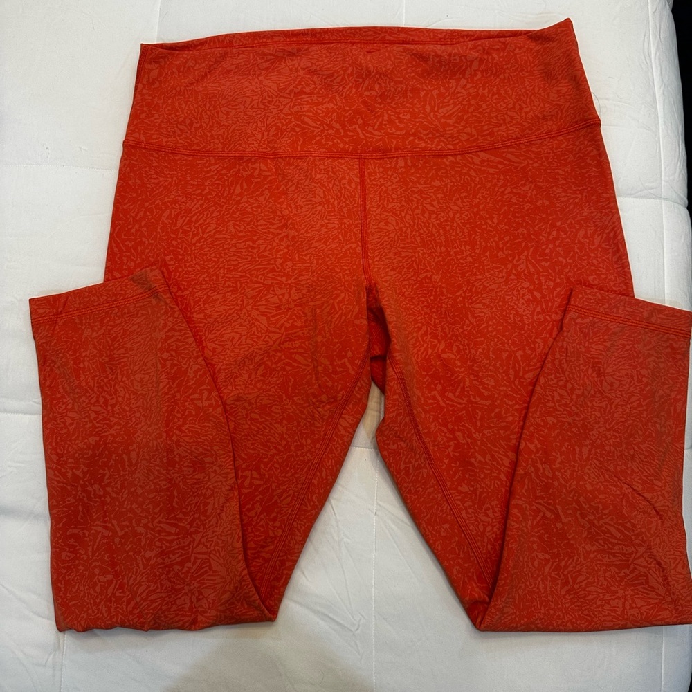 Lululemon Athletica Orange/Coral Patterned Leggings
